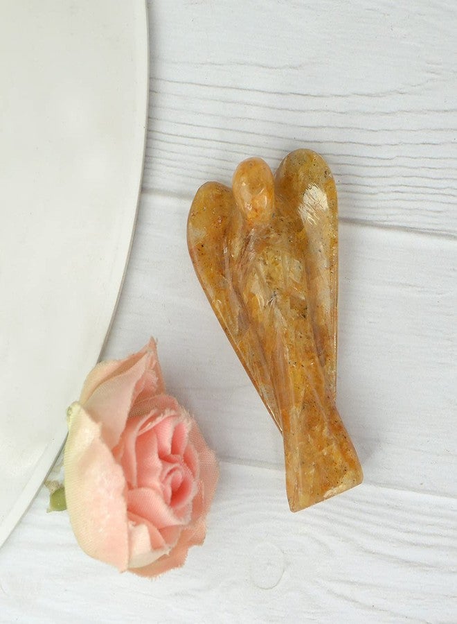 Crystu ملاك من حجر السترين الطبيعي، مقاس 5 سم (2 بوصة). تم شحنه بواسطة خبير ريكي كبير وخبير فاستو (اللون: أصفر). - Image 2